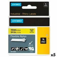 Dymo Laminiran trak za etiketirne stroje Rhino Dymo ID1-19 19 x 3,5 mm Črna Rumena Samolepilne (5 kosov)