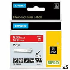 Dymo Laminiran trak za etiketirne stroje Rhino Dymo ID1-12 12 x 5,5 mm Rdeča Bela Vinil Samolepilne (5 kosov)