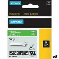 Dymo Laminiran trak za etiketirne stroje Rhino Dymo ID1-19 19 x 5,5 mm Bela Zelena Vinil Samolepilne (5 kosov)