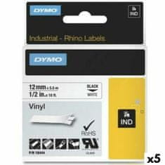 Dymo Laminiran trak za etiketirne stroje Rhino Dymo ID1-12 12 x 5,5 mm Črna Bela Vinil Samolepilne (5 kosov)