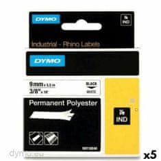 Dymo Laminiran trak za etiketirne stroje Rhino Dymo ID1-9 9 x 5,5 mm Črna Poliester Bela (5 kosov)