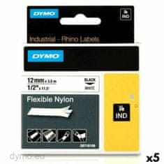 Dymo Laminiran trak za etiketirne stroje Rhino Dymo ID1-12 12 x 3,5 mm Črna Bela Samolepilne (5 kosov)