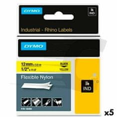 Dymo Laminiran trak za etiketirne stroje Rhino Dymo ID1-12 Rumena Črna 12 x 3,5 mm Samolepilne (5 kosov)