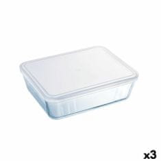 Miramarket Pravokotna Škatla za Malico s Pokrovom Pyrex Cook&freeze 28 x 23 x 10 cm 4,2 L Prozorno Steklo Silikon (3 kosov)