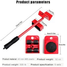 Vixson Drsniki za premikanje pohištva, Premikanje pohištva, Kolesca za pohištvo, Nosilnost do 150 kg (4x podstavek + 1x vzvod) | LIFTROLLERS