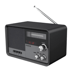 N'OVEEN Radio retro PR950, AM/FM, Bluetooth, microSD, USB, črn