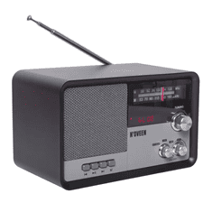 N'OVEEN Radio retro PR950, AM/FM, Bluetooth, microSD, USB, črn