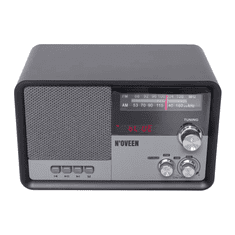 N'OVEEN Radio retro PR950, AM/FM, Bluetooth, microSD, USB, črn