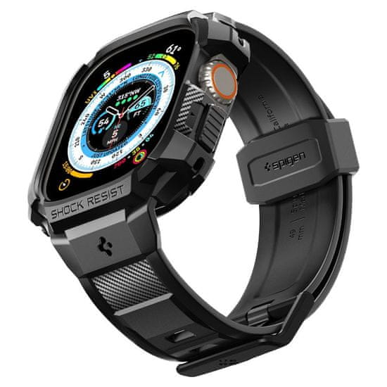 Spigen OVITEK SPIGEN RUGGED ARMOR PRO S PAŠČKOM ZA APPLE WATCH ULTRA (49 MM) - ČRN