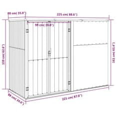 Vidaxl Vrtna lopa za orodje rjava 225x89x161 cm pocinkano jeklo