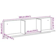 Vidaxl Stenska omarica 100x16,5x30 cm črna inženirski les