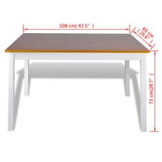 Vidaxl Jedilna garnitura 5-delna rjava in bela