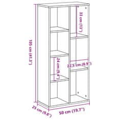 Vidaxl Knjižna omara starinski les 50x25x105 cm inženirski les