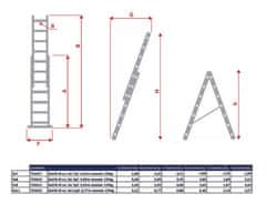 M.A.T Group Aluminijasta lestev un. 3d. 8sp. 5,09m nosilnost 150kg