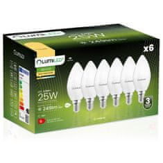 LUMILED 6x LED žarnica E14 B35 2,5W = 25W 249lm 3000K Toplo bela 180°