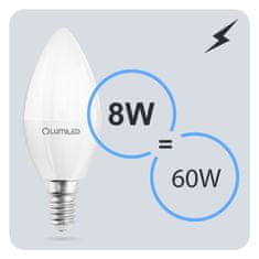 LUMILED 6x LED žarnica E14 B35 8W = 60W 806lm 4000K Nevtralno bela 180°