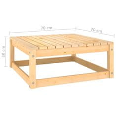 Vidaxl Vrtni stolček za noge 70x70x30 cm trdna borovina