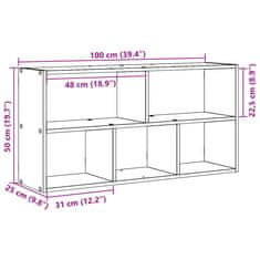 Vidaxl Stenska polica dimljeni hrast 100x25x50 cm inženirski les