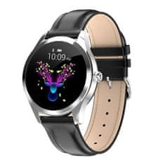 Neogo SmartWatch Glam, ženska pametna ura, črna/usnje