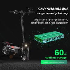 BOYUEDA Q7Pro Zložljiv električni skuter z dvojnim motorjem 3200 W 52 V 19 Ah 70 km/h Max Hidravlične kolutne zavore Dvojno vzmetenje