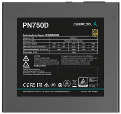 DEEPCOOL PN750D napajalnik, 750W, modularni, 2V-2x6, 80 PLUS Gold, črn (R-PN750D-FC0B-EU-V2)