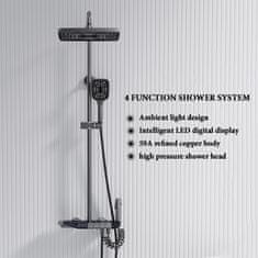Netscroll Luksuzni tuš set s 3 nastavki, Tuš set z armaturo, 4 načini iztekanja, digitalni LED prikazovalnik temperature, več načinov pršenja, eleganten, visokokakovostni materiali, LuxShowerSet 