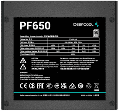 DEEPCOOL PF650 napajalnik, 650W, modularni, 80 PLUS, črn (R-PF600D-HA0B-EU)