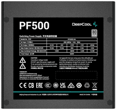 DEEPCOOL PF500 napajalnik, 500W, modularni, 80 PLUS, črn (R-PF500D-HA0B-EU)