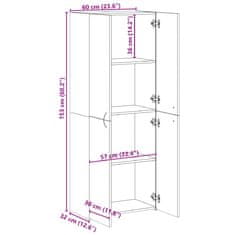 Vidaxl Arhivska omara betonsko siva 60x32x153 cm inženirski les