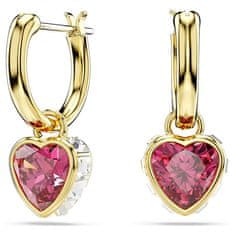 Swarovski Romantični pozlačeni uhani 2 v 1 Heart Chroma 5684760