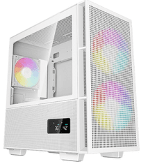 DEEPCOOL CH360 Digital računalniško ohišje, Micro-ATX, ARGB, LCD, kaljeno steklo, belo (R-CH360-WHAPE3D-G-1)