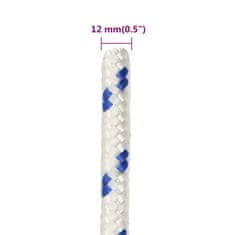 Vidaxl Vrv za čoln bela 12 mm 100 m polipropilen