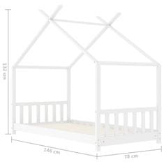 Vidaxl Otroški posteljni okvir bel iz trdne borovine 70x140 cm