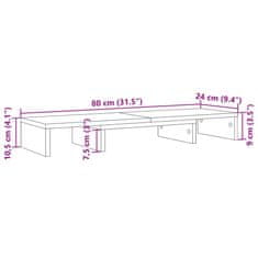 Vidaxl Stojalo za monitor nastavljivo črno 80x24x10,5 cm inž. les