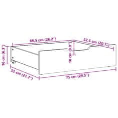 Vidaxl Predal za posteljo 2 kosa bela 75x55x16 cm trdna borovina