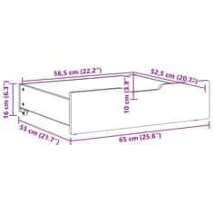 Vidaxl Predal za posteljo 2 kosa bela 65x55x16 cm trdna borovina