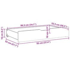 Vidaxl Predal za posteljo 2 kosa bel 95x55x16 cm trdna borovina