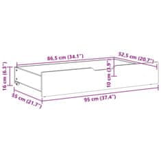 Vidaxl Predal za posteljo 2 kosa 95x55x16 cm trdna borovina