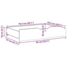 Vidaxl Predal za posteljo 2 kosa bela 85x55x16 cm trdna borovina