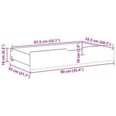 Vidaxl Predal za posteljo 2 kosa bela 90x55x16 cm trdna borovina