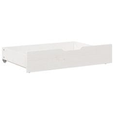 Vidaxl Predal za posteljo 2 kosa bela 85x55x16 cm trdna borovina