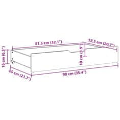 Vidaxl Predal za posteljo 2 kosa rjava 90x55x16 cm trdna borovina