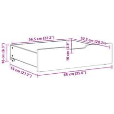 Vidaxl Predal za posteljo 2 kosa rjava 65x55x16 cm trdna borovina