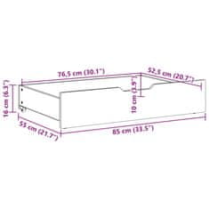 Vidaxl Predal za posteljo 2 kosa rjava 85x55x16 cm trdna borovina