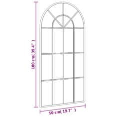 Vidaxl Stensko ogledalo črno 50x100 cm obokano železo