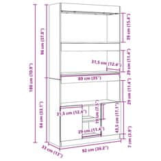 Vidaxl Visoka omara starinski les 92x33x180 cm inženirski les