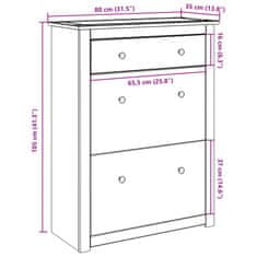 Vidaxl Omarica za čevlje Panama 80x35x105 cm trdna borovina