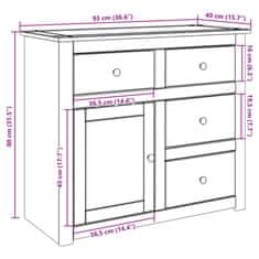 Vidaxl Komoda s predali Panama 93x40x80 cm trdna borovina