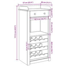 Vidaxl Omara za vino Panama 57x40x111,5 cm trdna borovina