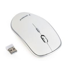 Gembird Miška MUSW-4B-01-W, bela, brezžična, USB nano sprejemnik